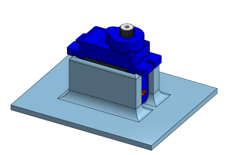Servo secured in the servo base